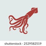 Squid logo. Isolated squid on white background