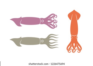 Squid logo. Isolated squid on white background