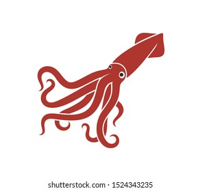 Squid logo. Isolated squid on white background