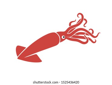 Squid logo. Isolated squid on white background