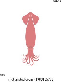 Logo de Squid. Calamar aislado sobre fondo blanco