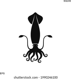 Squid logo. Isolated squid on white background