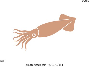 Logo de Squid. Calamar aislado sobre fondo blanco