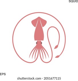 Squid logo. Isolated squid on white background