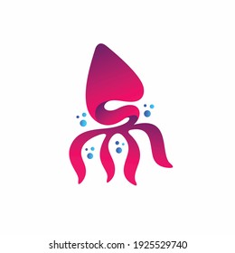 squid logo with letter S concept