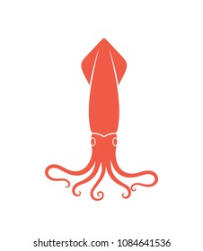 Squid logo. Seafood. Isolated squid on white background