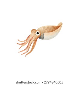 Squid with long tentacles and large eye