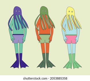 squid man flat design illustration design