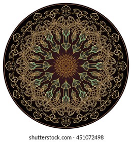 Squid Mandala. Gold and Brown.