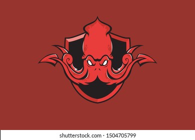 SQUID MASCOT EPS LOGO VECTOR