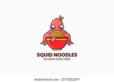 Squid Noodles Logo. Vector Illustration