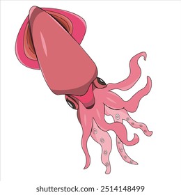 squid octopus character design vector illustration
