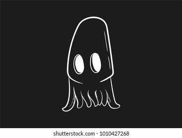squid octopus doodle flat black