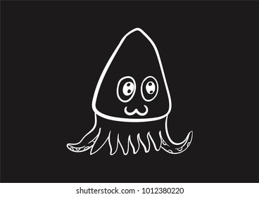 squid octopus doodle vector flat black