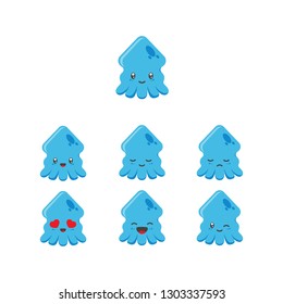 Squid octopus emoji logo icon vector illustration