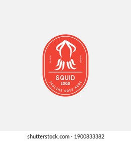 Squid or octopus logo vector design, seafood logo vector illustrator.