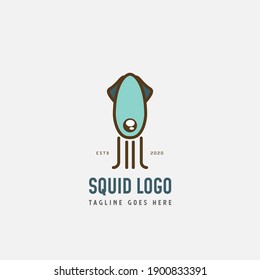 Squid or octopus logo vector design, seafood logo vector illustrator.