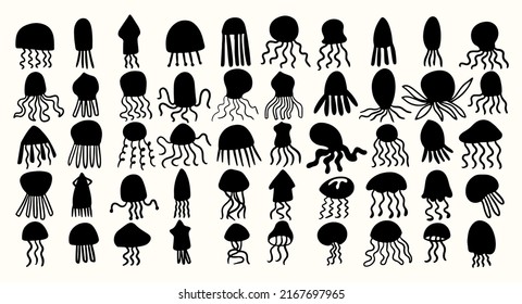 Kalmare Tintenfisch moderne Silhouette. Gelee-Fisch-Form, Vektorgrafik