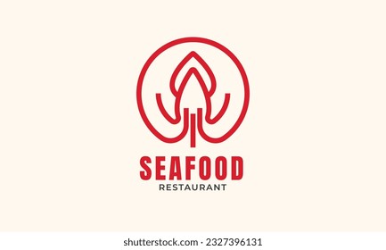 Tintenfisch-Umriss-Logo für Meeresfrüchte
