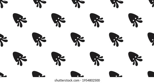 squid octopus Seamless pattern fish vector salmon tuna shark dolphin doodle icon cartoon ocean sea pet animal repeat wallpaper tile background scarf isolated illustration doodle black design