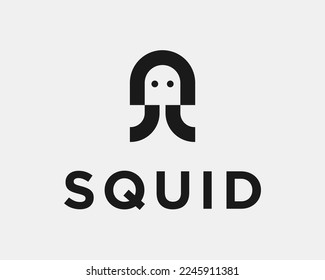 Squid Octopus Tentacle Ocean Cuttlefish Calamari Invertebrate Geometric Simple Vector Logo Design