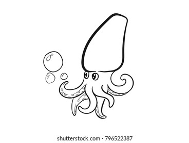 squid octopus vector drawing doodle