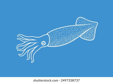 Tintenfisch-Umriss. Tintenfisch einzeln auf weißem Hintergrund