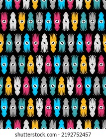 Squid pattern seamless. cephalopod marine animal background. Vector texture