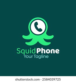 Squid Phone Logo Design Template. Good for Business, Agency, Community and Organization