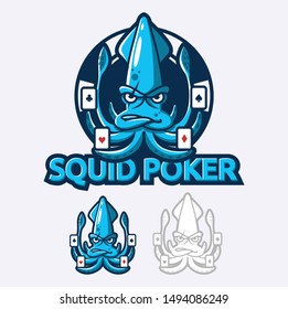 squid poker logo design. for game, esport and casino logo