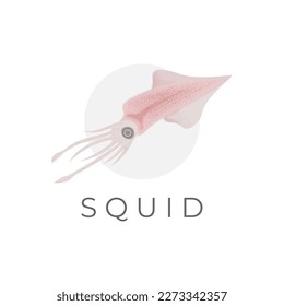 Squid Realistic Vector Illustration Logo