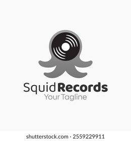 Squid Records Logo Design Template. Good for Business, Agency, Community and Organization.