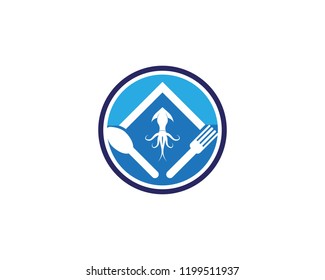 Squid resto logo vector template