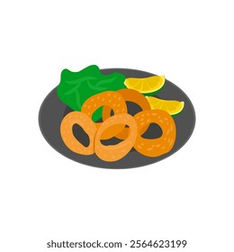 Squid Rings Seafood Vector Illustration, Isolated