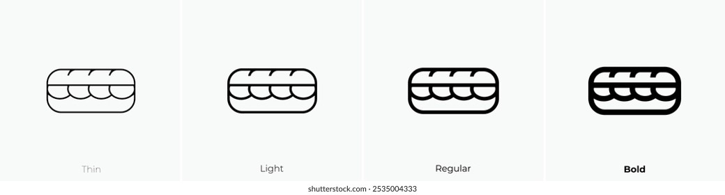 Tintenfisch-Sandwich-Symbol. Dünnes, helles Design im regulären und kühlen Stil, einzeln auf weißem Hintergrund