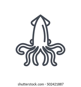 Squid Sea Food Icon Outlined