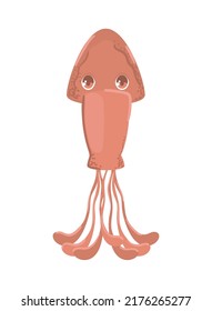 squid sea life cute icon