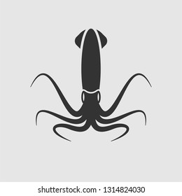 Squid of Sea Silhoutte Icon.