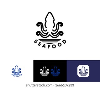 squid and seafood line art 