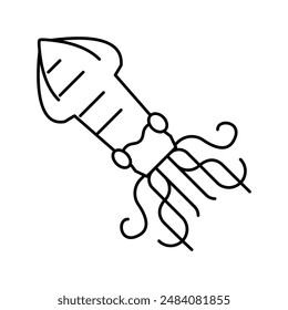 Squid Meeresfrüchte Linie Symbol Vektorgrafik. Squid Meeresfrüchte Zeichen. Isolierte Kontur Symbol Schwarze Abbildung