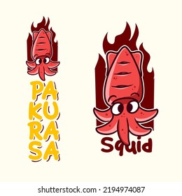 Squid seafood logo illustration, good for your logo or element design. easy to edit with layered file. available vector file EPS10