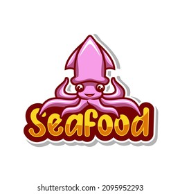 squid seafood logo vector illustration