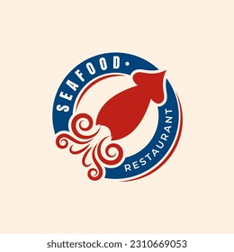 Squid Seafood restaurant badem emblem logo vectorial diseño