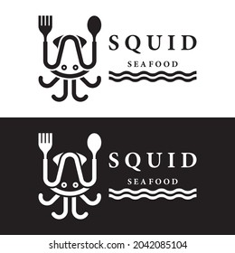 Squid seafood vector logo icon design