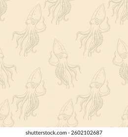 squid seamless pattern elegant underwater seafood design