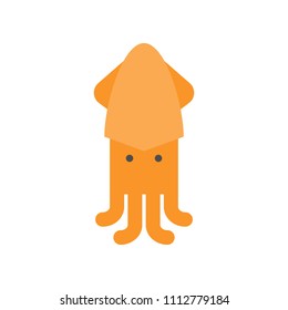 Squid set of ocean life icon, flat design vector