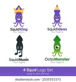 Squid Shape Logo-Vorlagensatz Gut für Unternehmen, Agentur, Gemeinschaft und Organisation