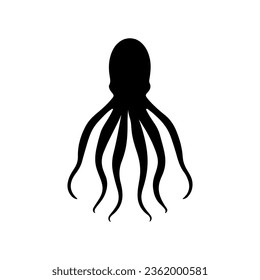 squid silhouette black white vector illustration