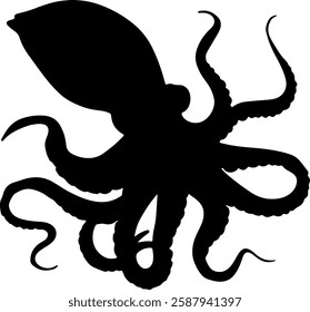 Squid silhouette illustration vector design.