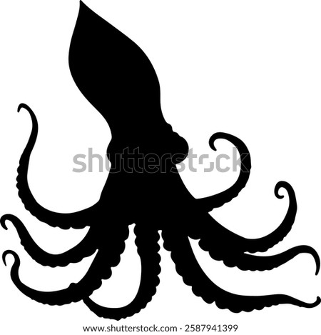 Squid silhouette illustration vector design.